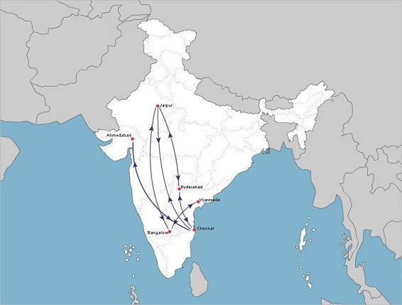 Embraer EJets Connect More India Map