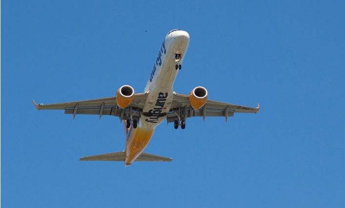 E195 Embraer Aircraft Underside In Flight